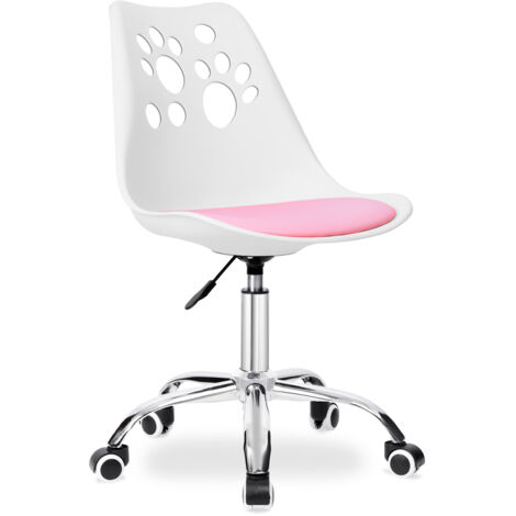 Fauteuil pivotant Grover, rose et blanc