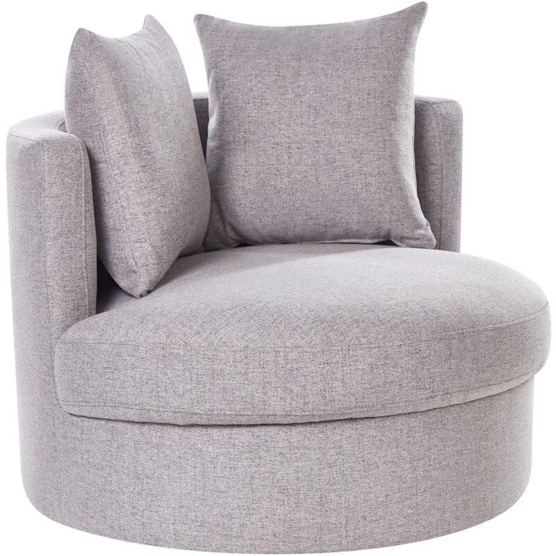 Beliani - Fauteuil Pivotant Moderne Glam en Tissu avec Coussins Dossier Rond Base en Fer Gris Dalby