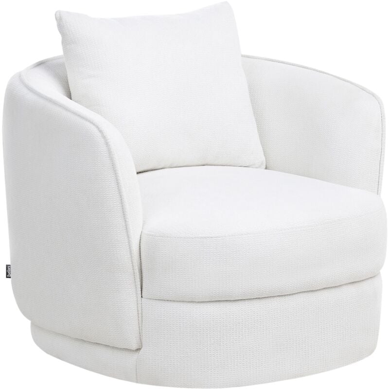 Beliani - Fauteuil Pivotant Rétro Glam en Tissu avec Coussin Blanc Andalen