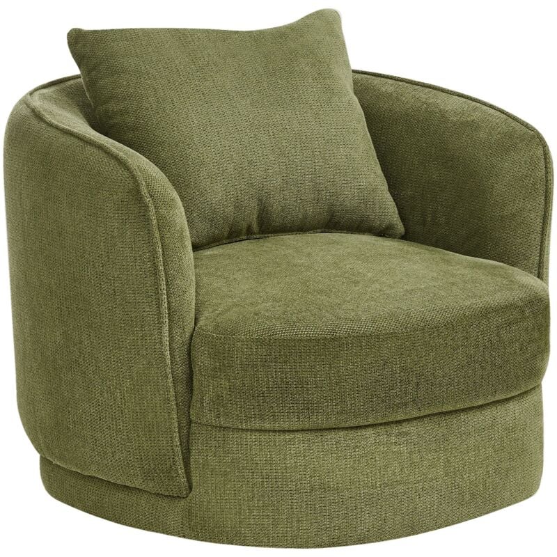Beliani - Fauteuil Pivotant Rétro Glam en Tissu avec Coussin Vert Andalen