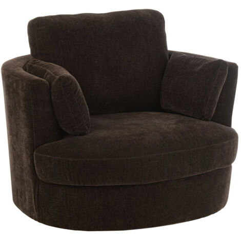 Fauteuil pivotant rond 109x100x89 cm en tissu marron foncé