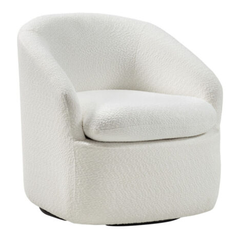 Fauteuil pivotant tissu à bouclettes-Blanc