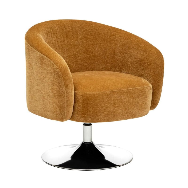Atmosphera - Fauteuil Pivotant Velours 'Edith' 73cm Ocre