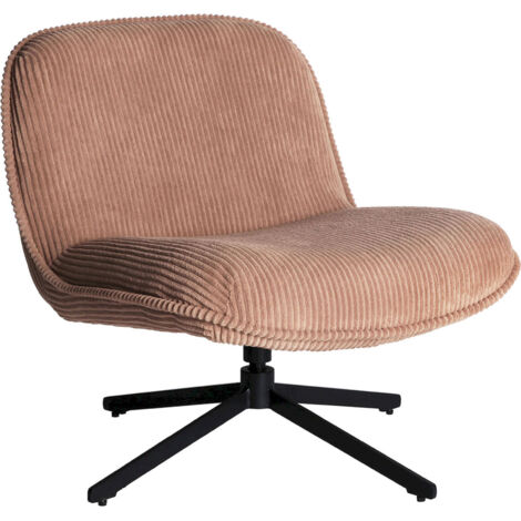 Fauteuil pivotant vintage en velours côtelé terracotta - Terracotta velours côtelé