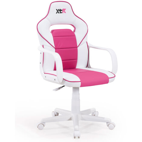 Fauteuil Pivotant Xtr Junior Blanc / Simili Cuir Fraise.
