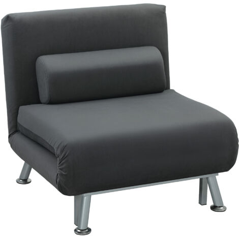 Fauteuil pliant avec fonction lit, fauteuil inclinable pliant en velours, dossier réglable, 75 x 70 x 75 cm, gris foncé
