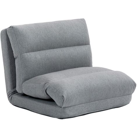 Fauteuil Pliant Convertible en Lit - Dossier 6 Positions Réglable, Rembourrage Épais, Tissu Résistant pour Intérieur/Extérieur