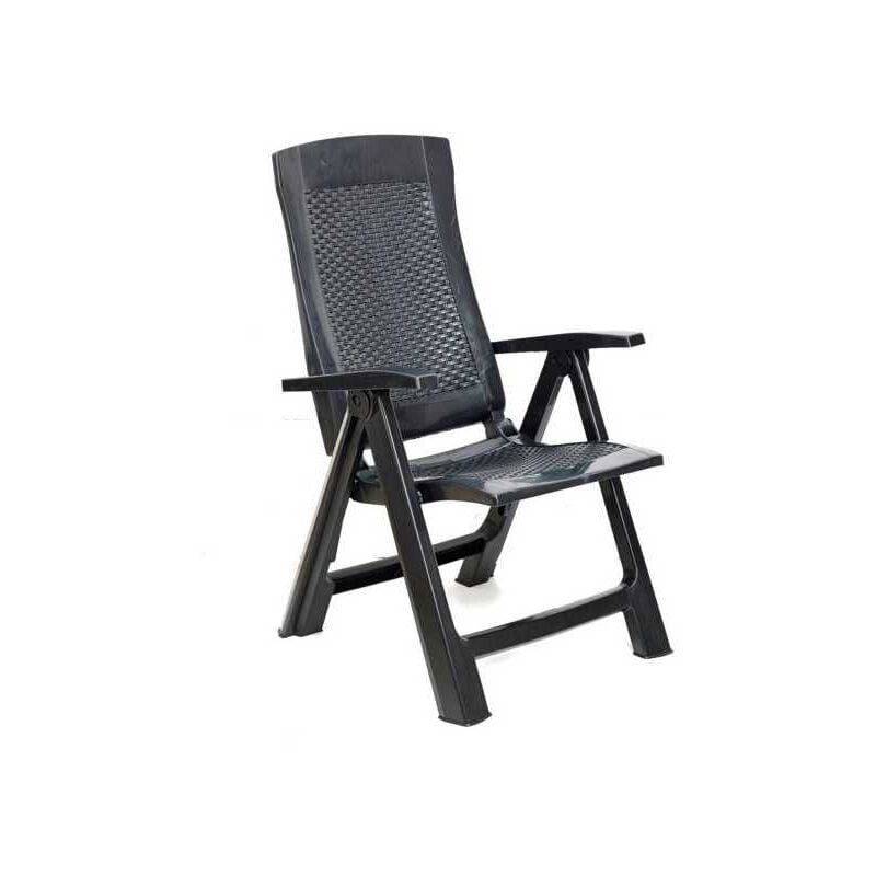 Progarden - Fauteuil pliant en rotin anthracite doré