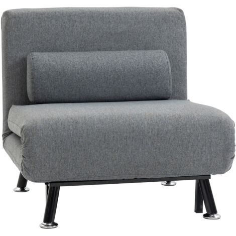 Fauteuil pliant fonction lit fauteuil inclinable pliant style lin dossier réglable 75 x 70 x 75 cm gris foncé