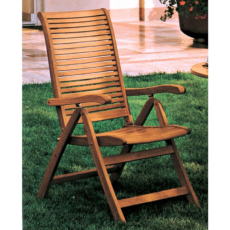 I Giardini Del Re - Fauteuil Riviera 5 positions 58x64x106 cm en bois avec chaise finition huile pour jardin exte'rieur