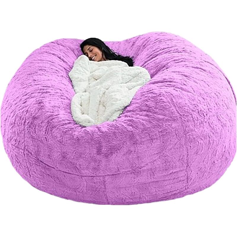 Fauteuil poire géant fourrure sans remplissage, housse pouf géant bean bag sofa canapé-lit paresseux