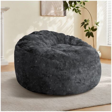 Fauteuil poire incurvé haut, soutien corporel, fauteuil détente salon moderne 100x98x61cm - Noir