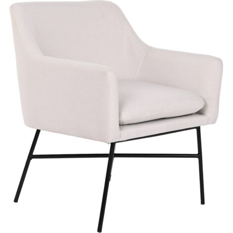 Fauteuil polyester élégant greige pied métal noir - Greige épuré avec touches noir métallisé