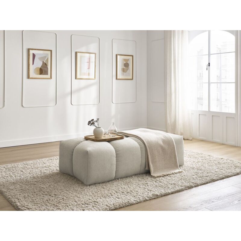 Pouf petit everest tissu texturé Beige - Bobochic