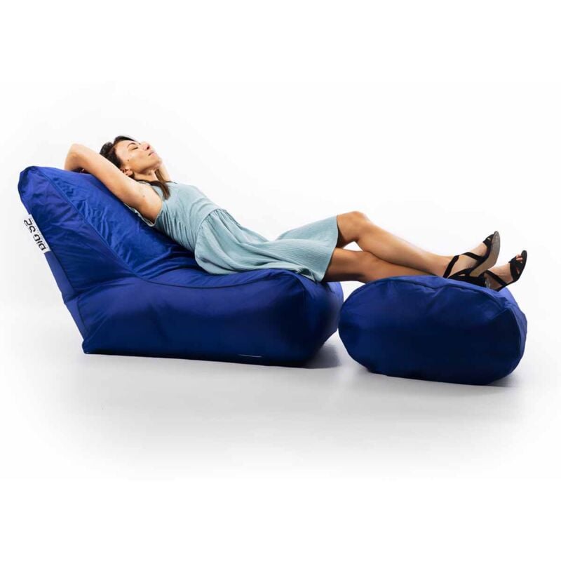 Livedeco - Fauteuil Pouf xxl Déhoussable, Extérieur, Outdoor, Jardin, Terrasse, Bleu Marine BiG52 iron raw