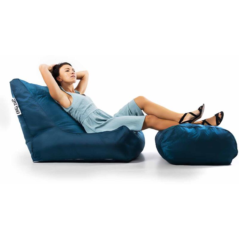 Fauteuil Pouf xxl Déhoussable, Extérieur, Outdoor, Jardin, Terrasse, Bleu Pétrole BiG52 iron raw