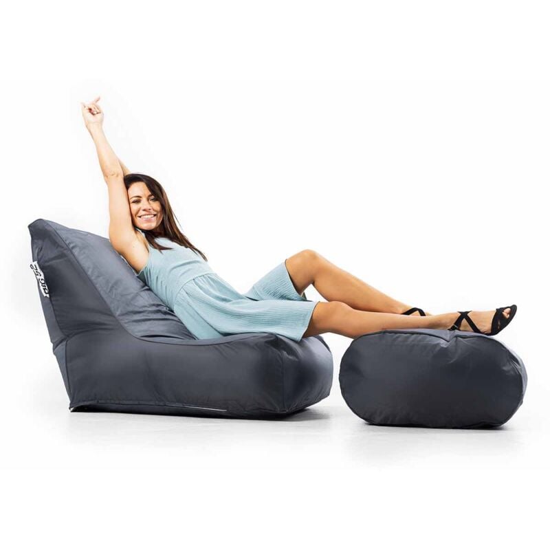 Fauteuil Pouf xxl Déhoussable, Extérieur, Outdoor, Jardin, Terrasse, Gris Anthracite Graphite BiG52 iron raw