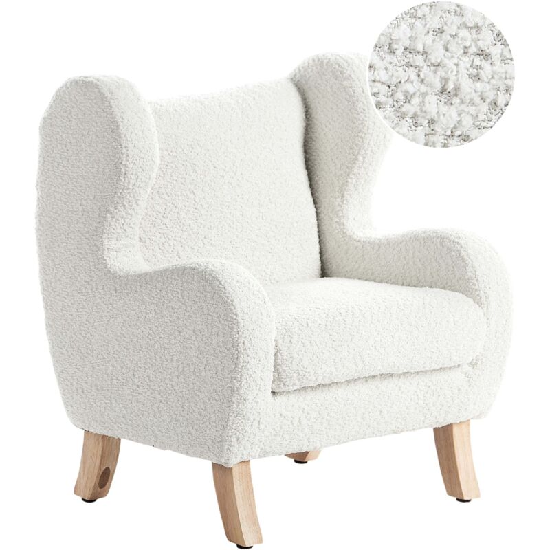 Beliani – Fauteuil enfant moderne en bouclette – Accoudoirs encastrés – Rembourrage en mousse – Pieds en bois d'hévéa – Confort optimal