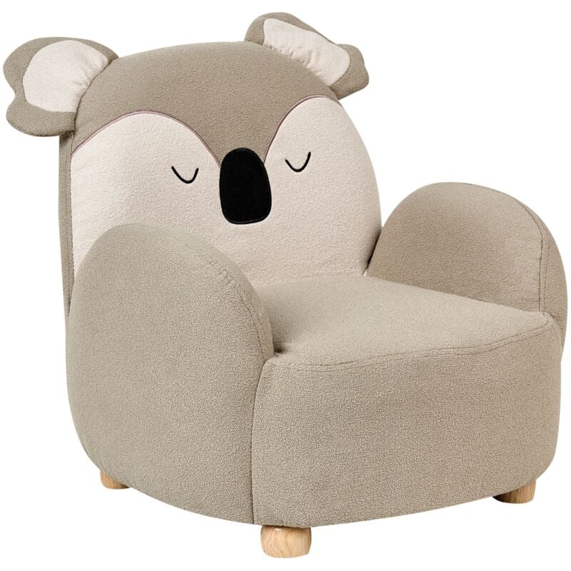 Beliani - Fauteuil pour Enfants en Tissu en Forme de Koala Rembourré Taupe Hervik