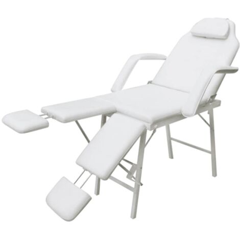 Fauteuil pour traitement facial Fauteuil Chaise de Salon - Fauteuil design Similicuir 185x78x76 cm Blanc Chic-254005