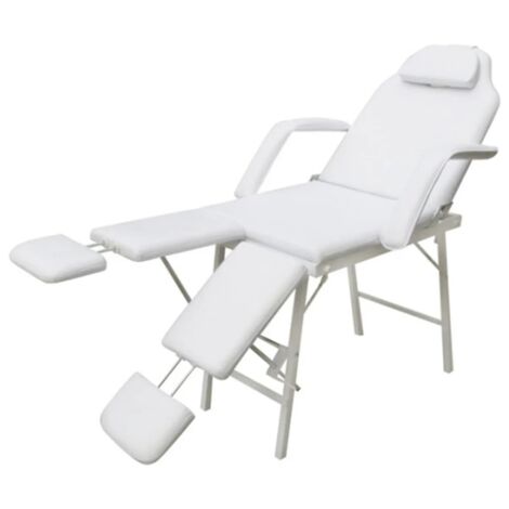 Fauteuil pour traitement facial  Fauteuil de Relaxation Fauteuil Salon Similicuir 185x78x76 cm Blanc 33303