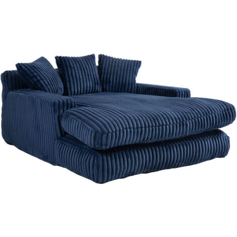 Fauteuil relax 125x155 Cm En Velours Côtelé Bleu Marine, Ergonomique Sans Montage