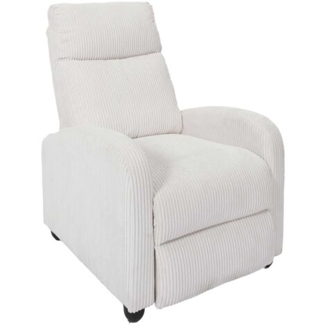 The Home Deco Factory – Fauteuil relax 3 positions en tissu côtelé beige – Dimensions 69x95x100 cm – Structure en bois contreplaqué – Rembourrage mousse PU
