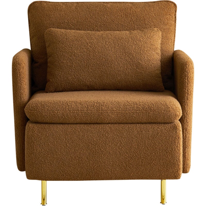 Fauteuil relax 76 x 76 x 83 cm en sherpa, charge jusqu'à 115 kg, orange