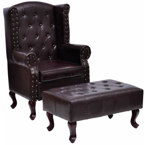 Fauteuil Relax avec repose-pied - Fauteuil Salon Marron foncé Similicuir BV601253 - BonneVie