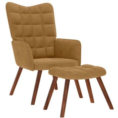 Fauteuil relax avec repose-pieds intégré – Fauteuil de salon en velours brun doux, design ergonomique et confort maximal
