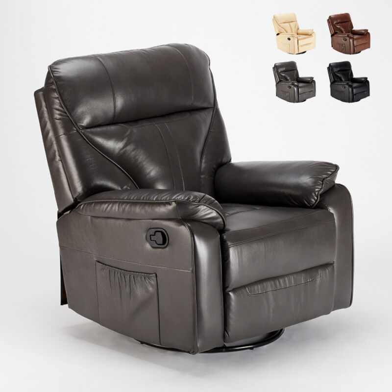 LE ROI DU RELAX Fauteuil relax inclinable &agrave; bascule et pivotant en similicuir sissi 