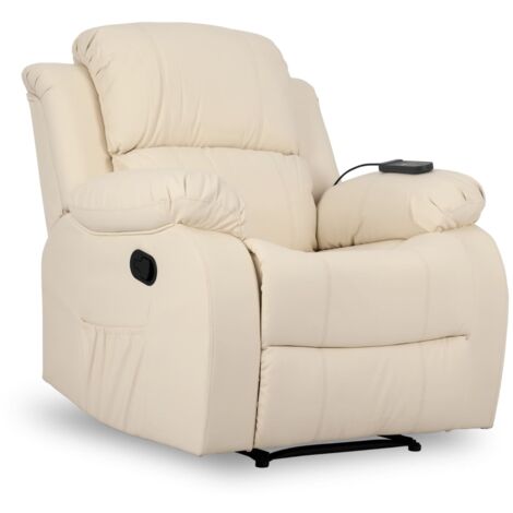 Fauteuil Relax beige Nalui  Fauteuil inclinable à 160°, 8 moteurs silencieux, chauffage lombaire, 4 zones de massage et PU anti-écrasement