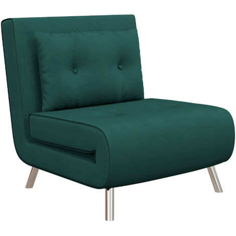 Fauteuil relax convertible 3 en 1 vert effet lin 77x88x83 cm avec repose-tête