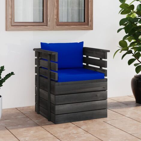 Fauteuil relax de jardin avec coussins, Chaise de jardin, terrasse Bois de pin ZSD38509
