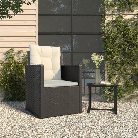 Fauteuil relax de jardin avec coussins, Chaise de jardin, terrasse Noir Résine tressée ZSD32636