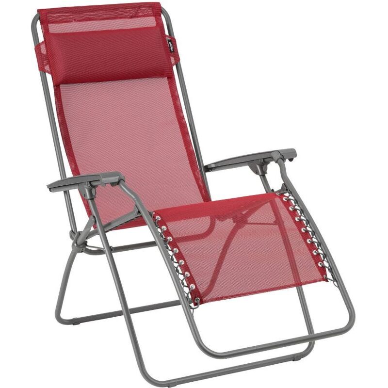 Lafuma Mobilier - Fauteuil Relax Jardin - Chaise Longue Zéro Gravité - Rt 2 - Velio - Rouge Cerise