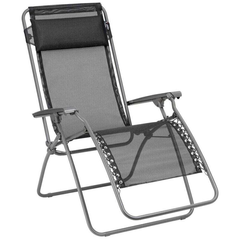 Fauteuil Relax Transat Jardin - Chaise Longue Zéro Gravité - Rt 2 - Batyline® Iso - Noir - Lafuma Mobilier