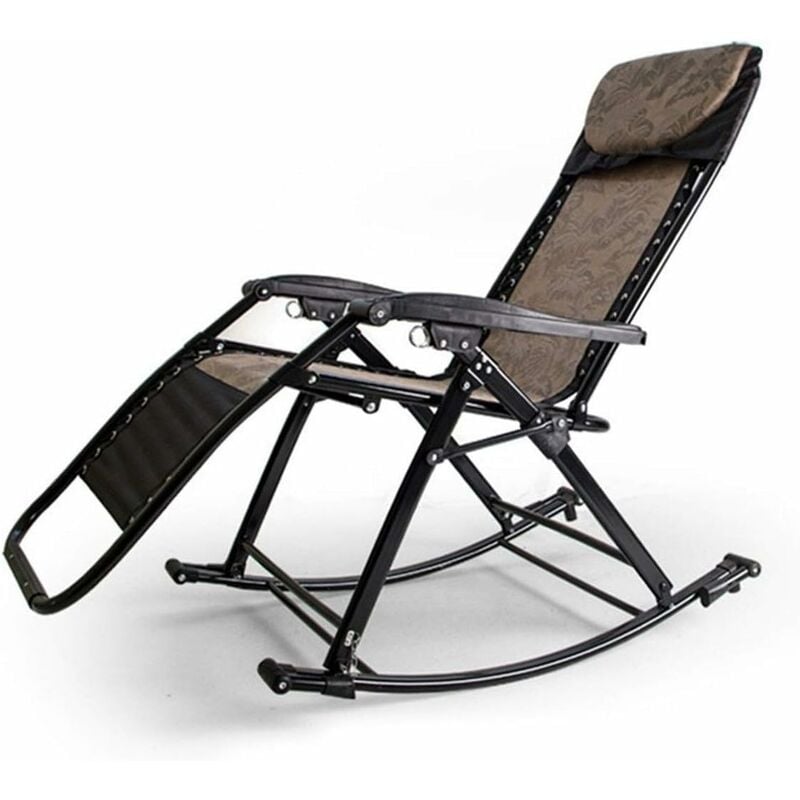 Fauteuil Relax de Jardin Pliant Chaise longue, balancelle Rocking Chair, âgées pliantes Siesta Chaises longues avec Repose-pieds réglable et dossier