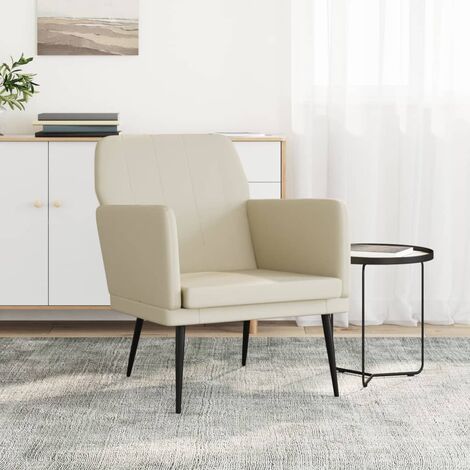 Fauteuil Relax design rétro Fauteuil grand confort - Crème 61x78x80 cm Similicuir pour salon -BV29656