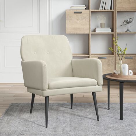 Fauteuil Relax design rétro Fauteuil grand confort - Crème 62x79x79 cm Velours pour salon -BV14834