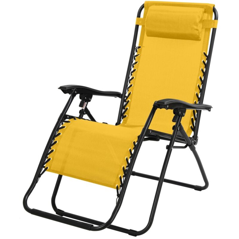 Meublorama - Fauteuil relax d'extérieur coloris jaune 90x108x64 cm