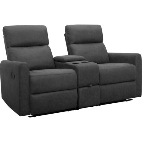 Fauteuil relax double en tissu anthracite – Siège réglable avec rangement intégré – Charge jusqu'à 115kg – Ressorts ondulés haute qualité