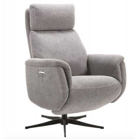 Fauteuil relax électrique 2 moteurs en tissu Kazere-Gris clair