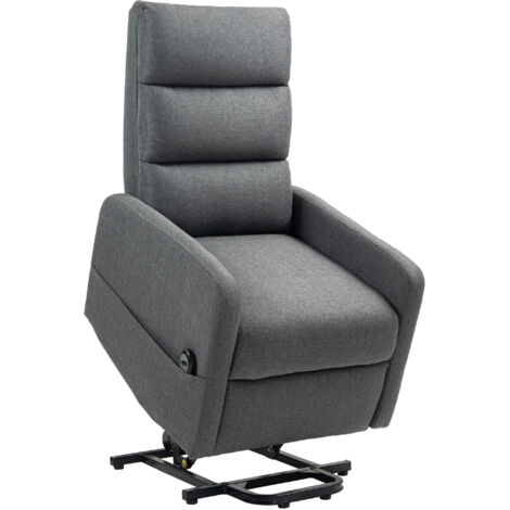 Fauteuil relax électrique avec aide au lever, télécommande, mousse douce, poche latérale, revêtement aspect lin, Gris