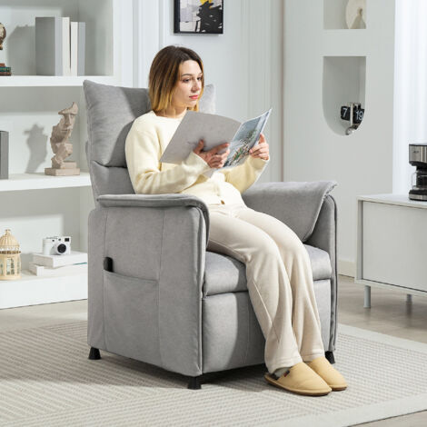 Fauteuil relax électrique avec fonction mémoire. repose-pieds rétractable. télécommande. gris