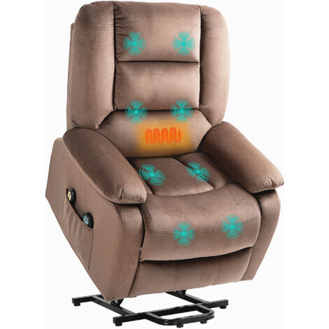 Fauteuil relax électrique avec massage et chaleur 90x93x110 cm marron