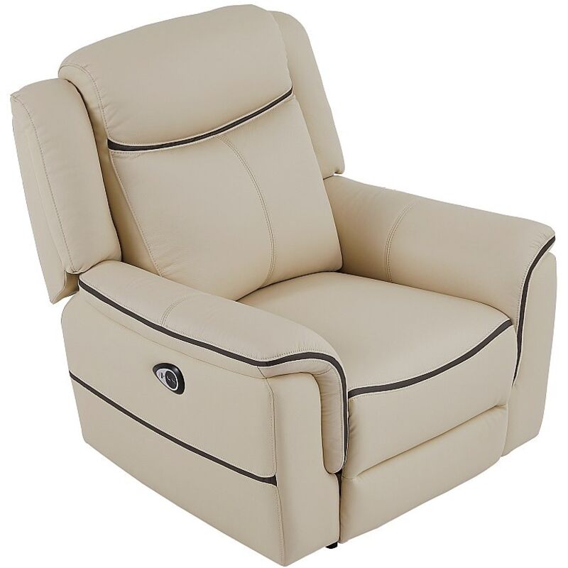 Vente-unique - Fauteuil relax électrique en cuir beige adelio