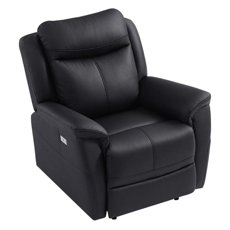 Vente-unique - Fauteuil relax électrique en cuir de vachette noir nomajo