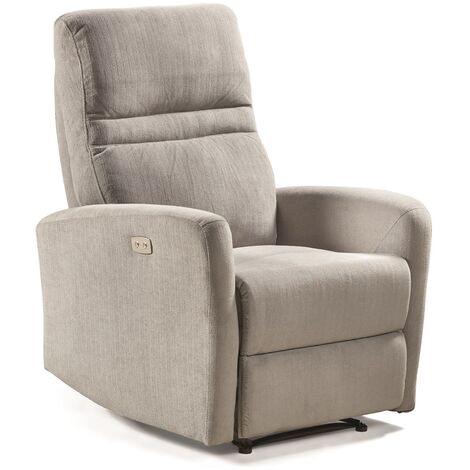 Fauteuil relax électrique en microfibre couleur Gris clair - Longueur 77 x Profondeur 84 x Hauteur 109 cm