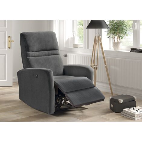 Fauteuil relax électrique en microfibre couleur Gris foncé - Longueur 77 x Profondeur 84 x Hauteur 109 cm